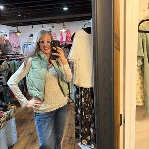 Light Sage Spring Quilted Puffer Vest - Casual Layering